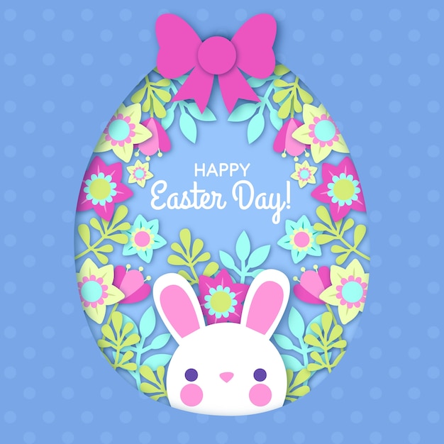 Happy easter day in paper style wallpaper