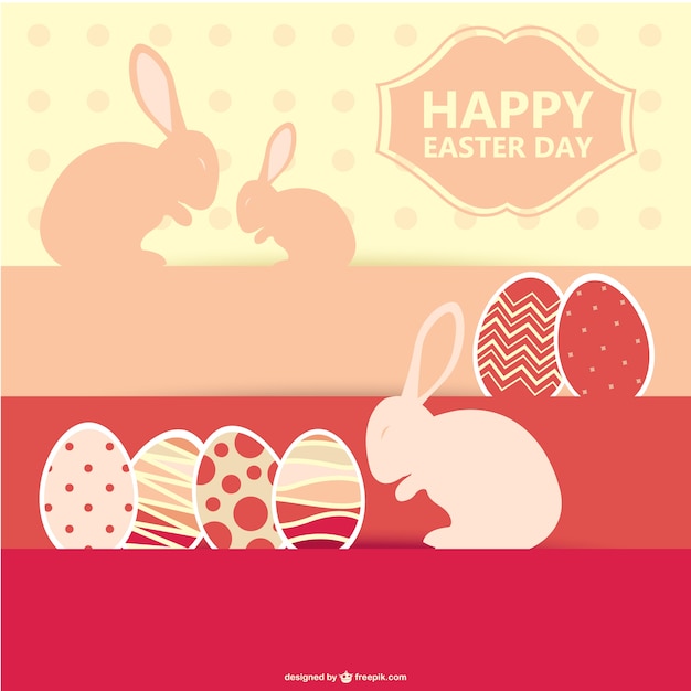 Free vector happy easter day with bunnies and eggs