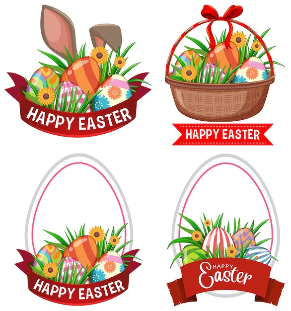 Free vector happy easter day with bunny and eggs