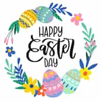 Free vector happy easter day with hand drawn design