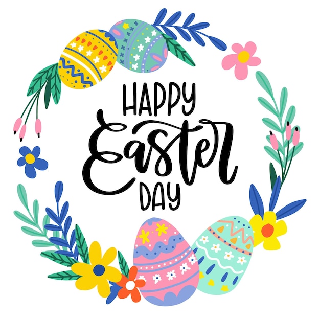 Happy easter day with hand drawn design