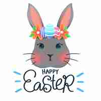 Free vector happy easter day with rabbit and eggs