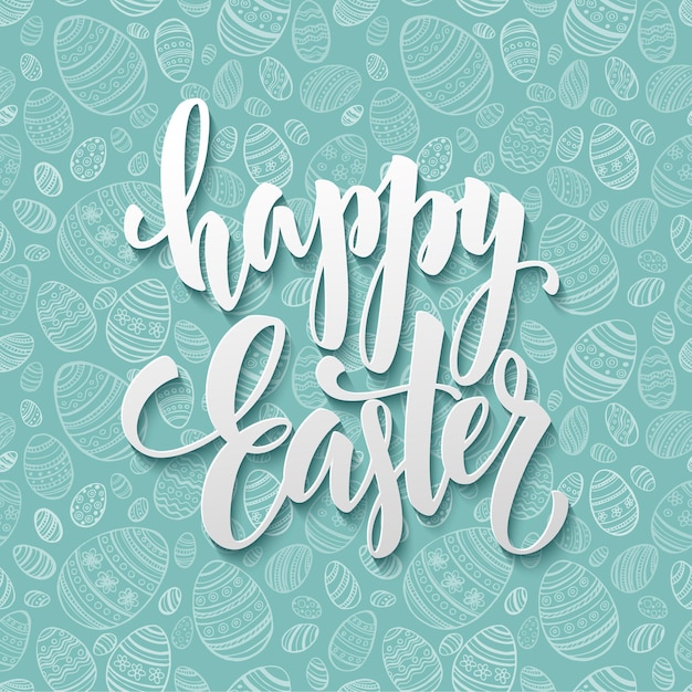 Happy easter egg lettering on seamless background.