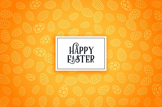 Happy easter eggs yellow pattern background