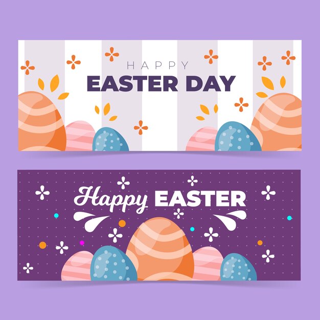 Modello di banner design piatto felice pasqua