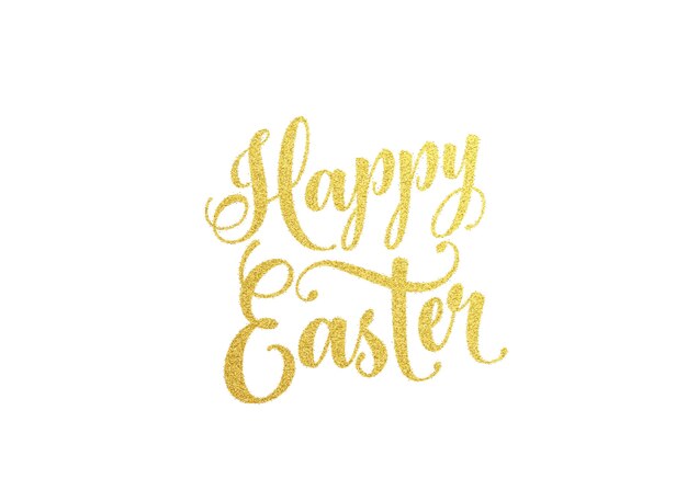 Happy Easter gold lettering text