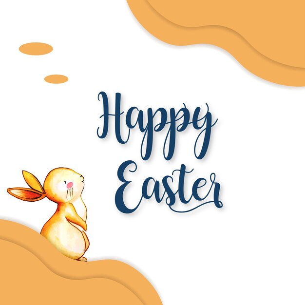 Happy Easter Greeting Bunny Brown White Background Banner