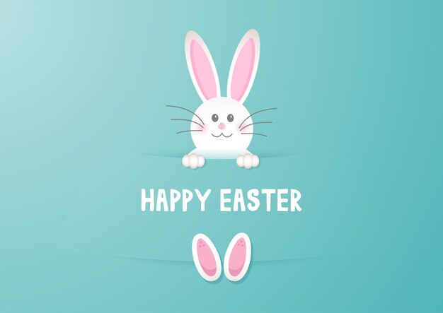 귀여운 토끼 디자인으로 행복 한 부활절 인사말 카드