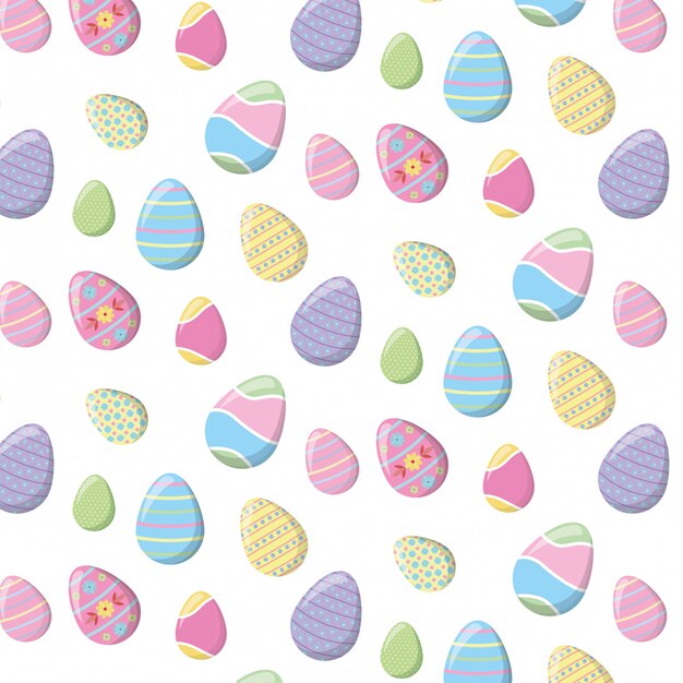 Happy easter pattern with color eggs