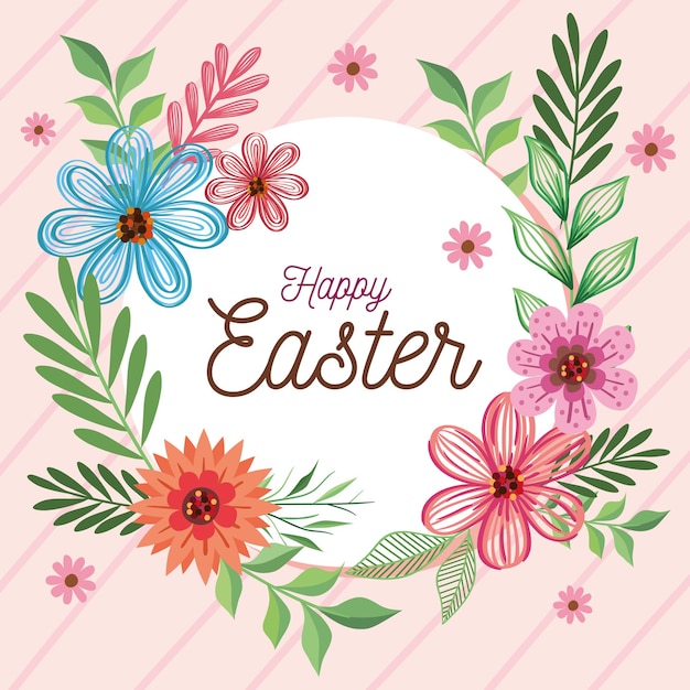 Free vector happy easter postcard with frame