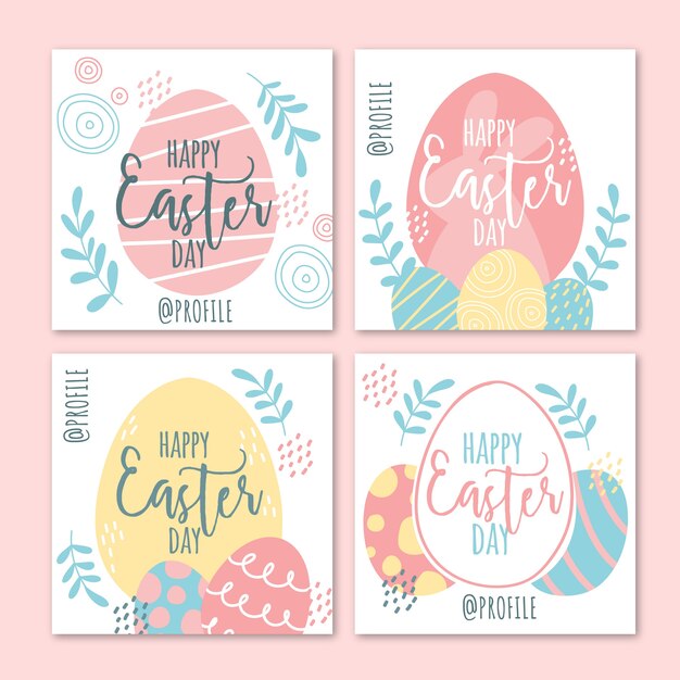 Happy eggs easter instagram post collection