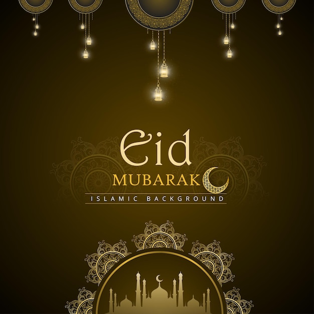 Buon eid saluti sfondo verde oliva banner social media islamico