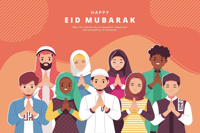 Happy eid mubarak illustration greeting card