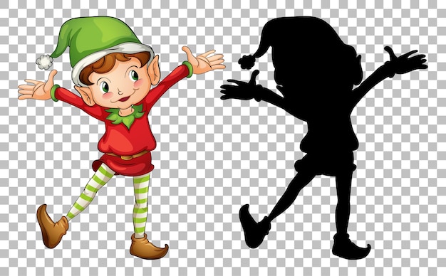 Free vector happy elf and its silhouette