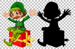 Free vector happy elf sitting on present box