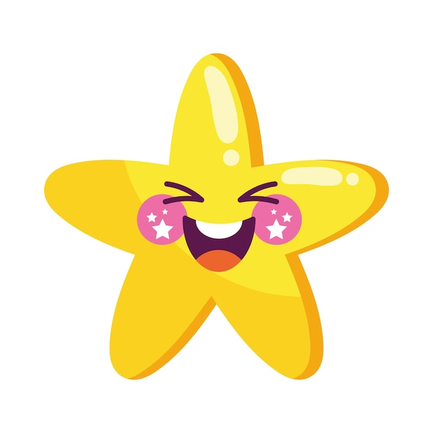 Vettore gratuito stella emoji felice che ride kawaii