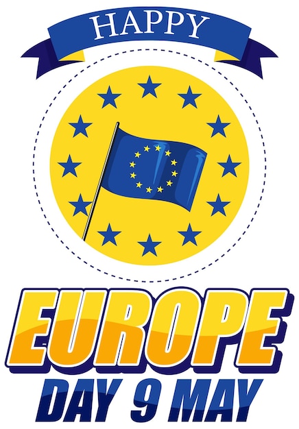 Vettore gratuito happy europe day vector design per banner o poster