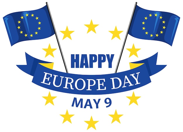 Free vector happy europe day vector design for banner or poster