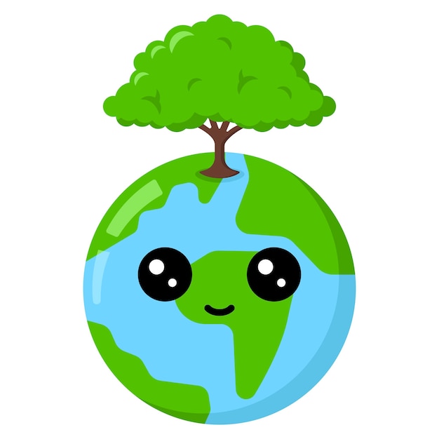 Бесплатное векторное изображение Счастливое лицо земли emoji окружающая среда