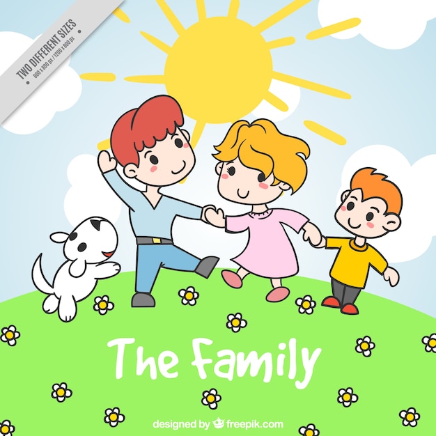 Free vector happy family background on a sunny day