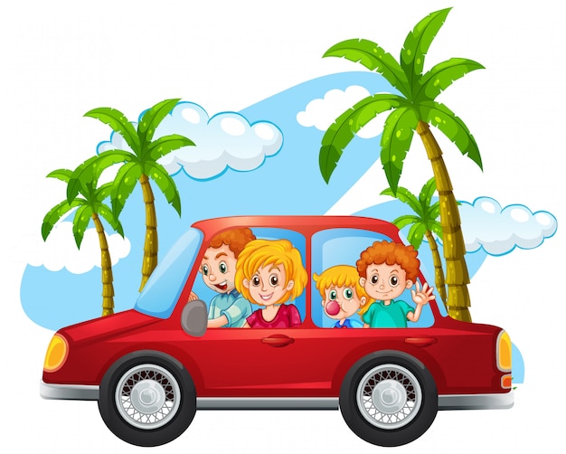 Free vector happy family in the car