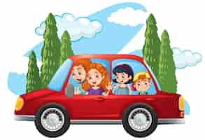 Free vector happy family in the car