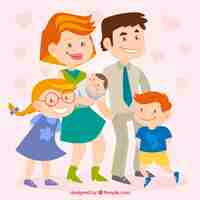 Free vector happy family in cartoon style