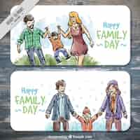 Бесплатное векторное изображение Счастливая семья день баннер