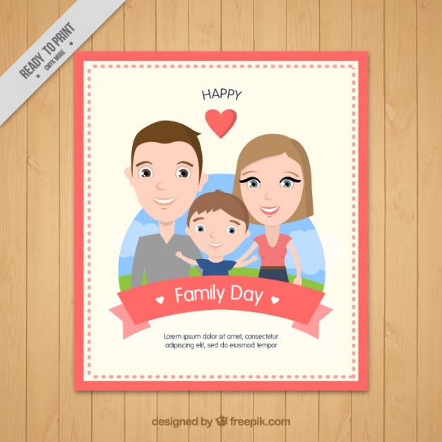 Vettore gratuito day card famiglia felice