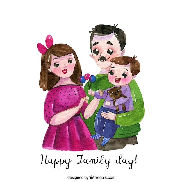 Happy family day in watercolor style