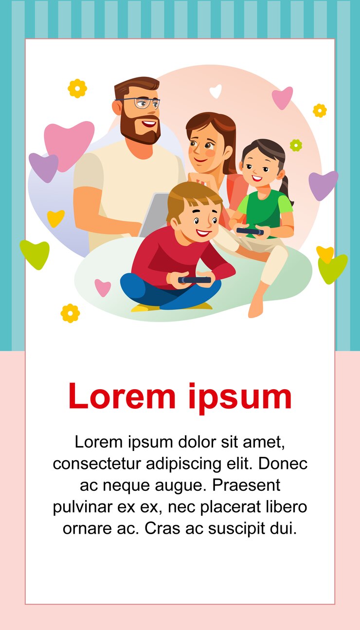 Free Vector happy family day with kids greeting card template