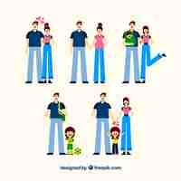 Free vector happy family in different life stages with flat design
