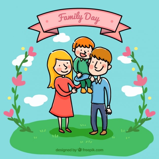 Free Vector happy family enjoying the family day