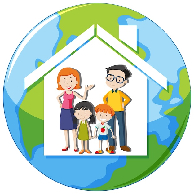 Free vector happy family home icon
