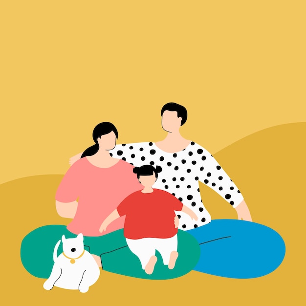 Бесплатное векторное изображение Счастливая семья в изоляции во время пандемии коронавируса