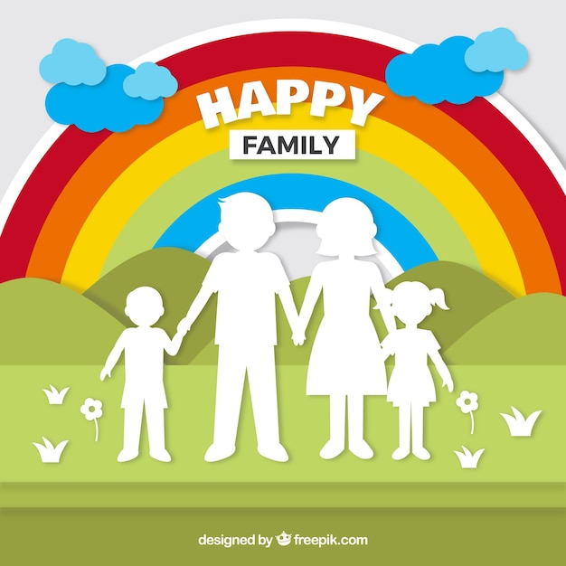 Free Vector happy family in paper art style