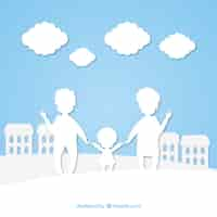 Free vector happy family in paper art style