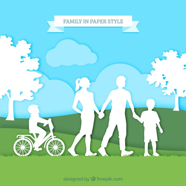 Free Vector happy family in paper art style
