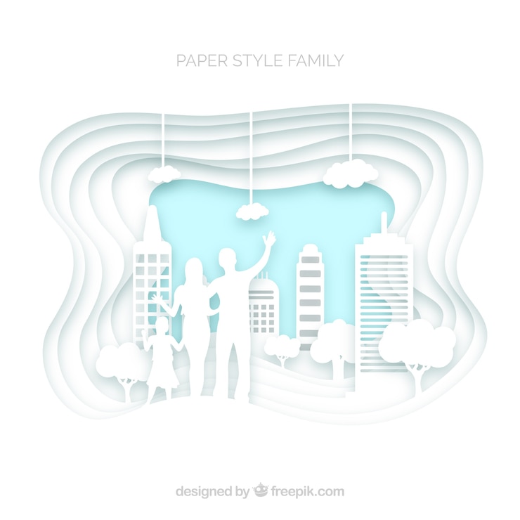 Free Vector happy family in paper art style