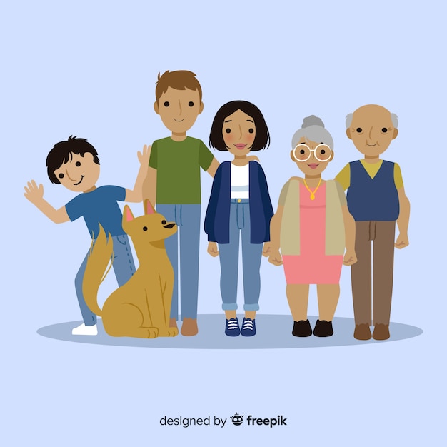 Free vector happy family portrait, vectorized character design