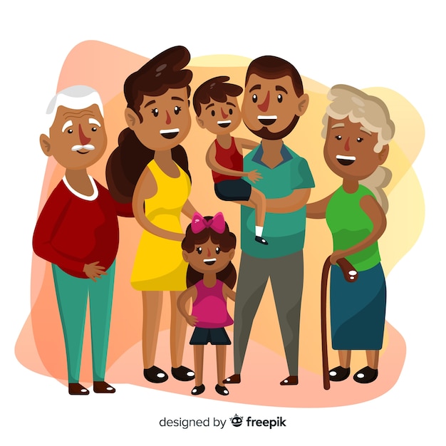 Happy family portrait, vectorized character design