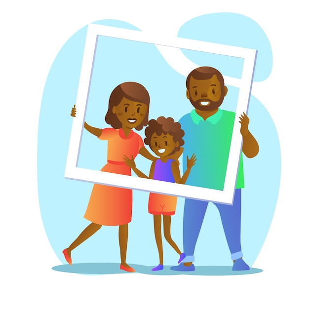 Бесплатное векторное изображение Счастливый семейный портрет, векторизованный дизайн персонажей