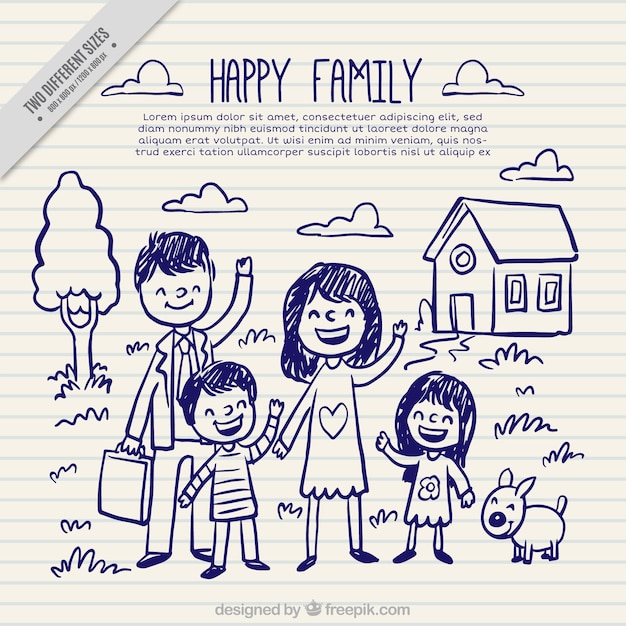 Free Vector happy family sketches background