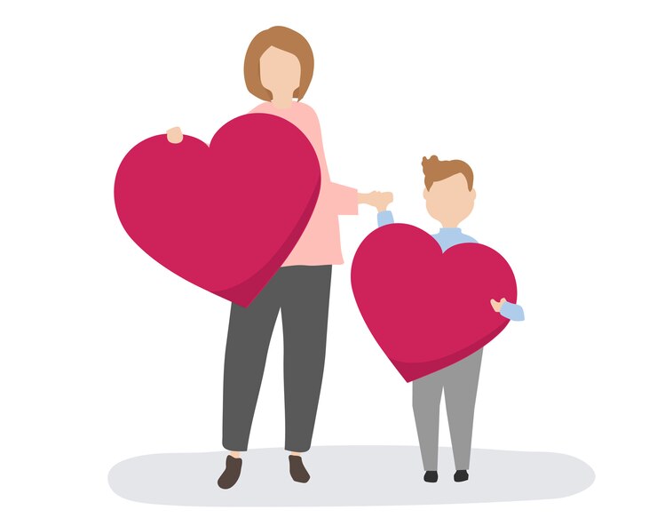 Free Vector happy family with red hearts