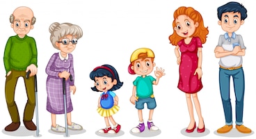 sketch of a family of 4 clipart