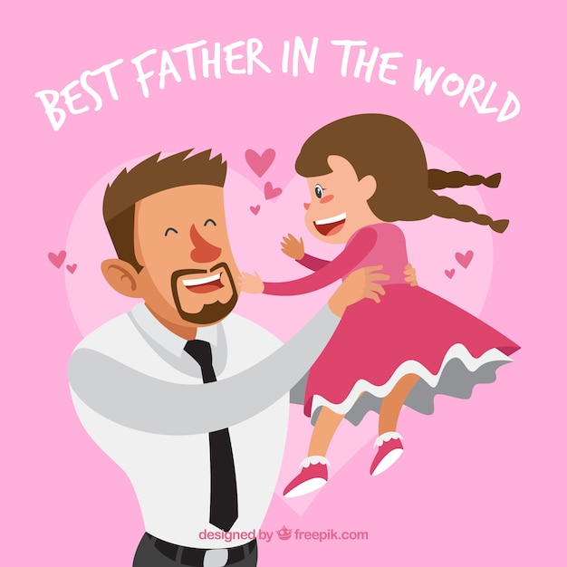Бесплатное векторное изображение Счастливый день отца с счастливой семьей
