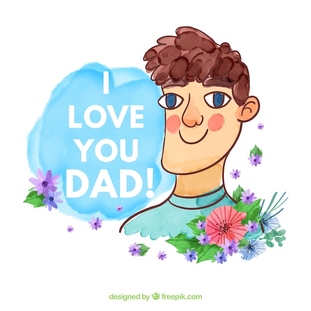 Happy father's day background with man in watercolor style 