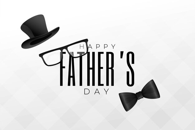 Happy father's day banner with spectacles bow and hat