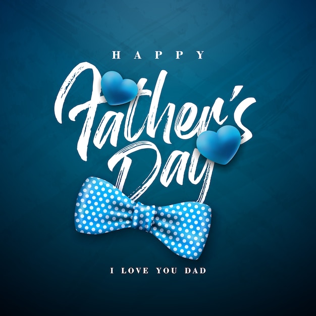 Happy Father's Day Greeting Card Design with Dotted Bow Tie and Typography Letter