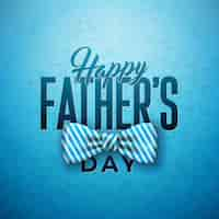 Free vector happy father's day greeting card design with sriped bow tie and typography letter